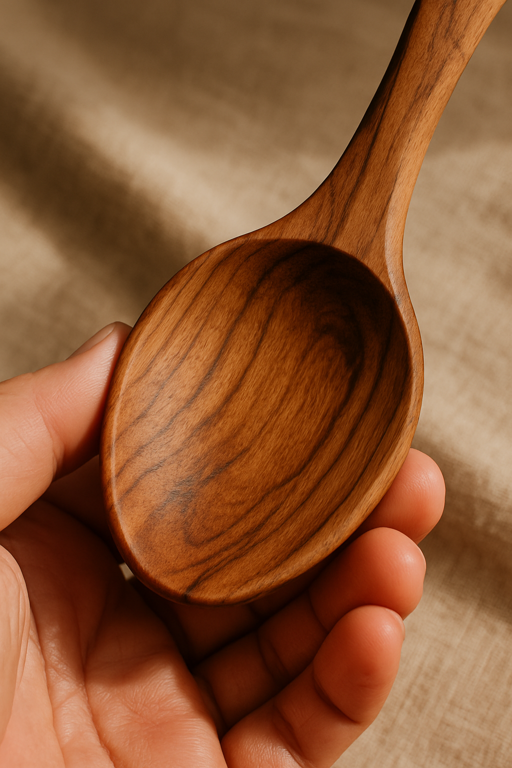 Close-up of handcrafted wooden spoon
