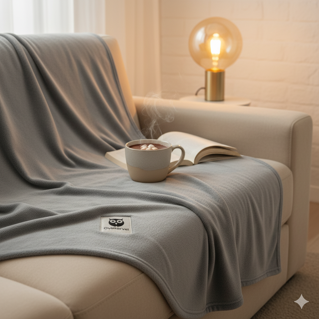 owlmarvel cozy fleece blanket – ultra soft bedding for bedroom & living room comfort
