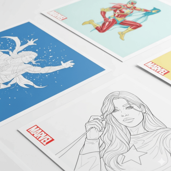 marvel botanical line art poster set – minimalist plant illustration wall decor