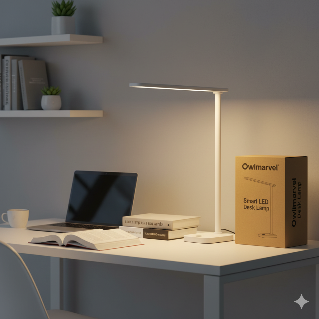 owlmarvel smart led desk lamp with wireless charging – adjustable light for home & office